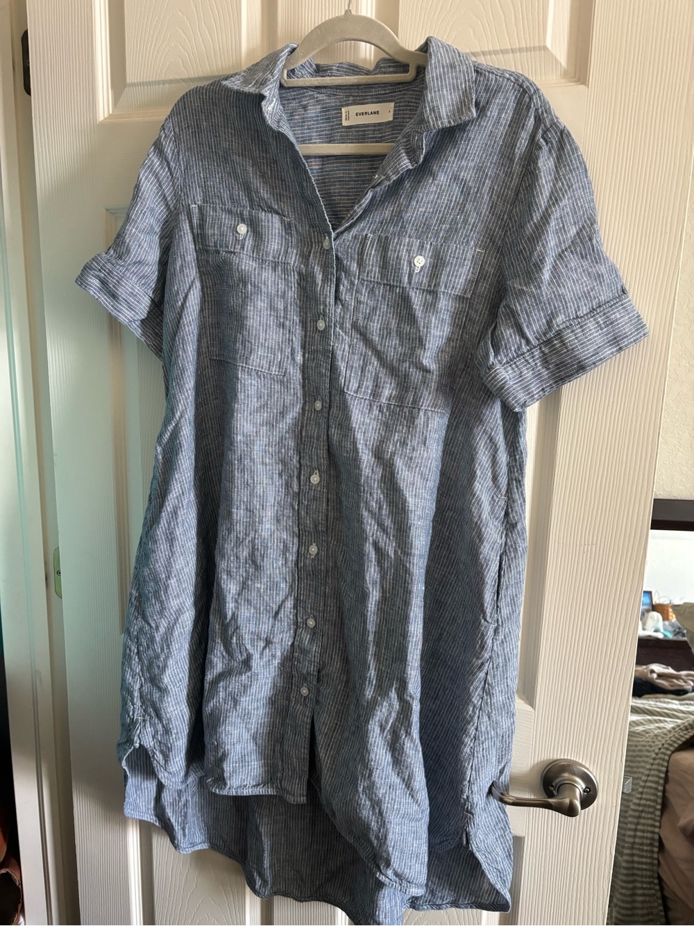 Everlane Daytripper dress linen Light Blue & White Striped Button-Up